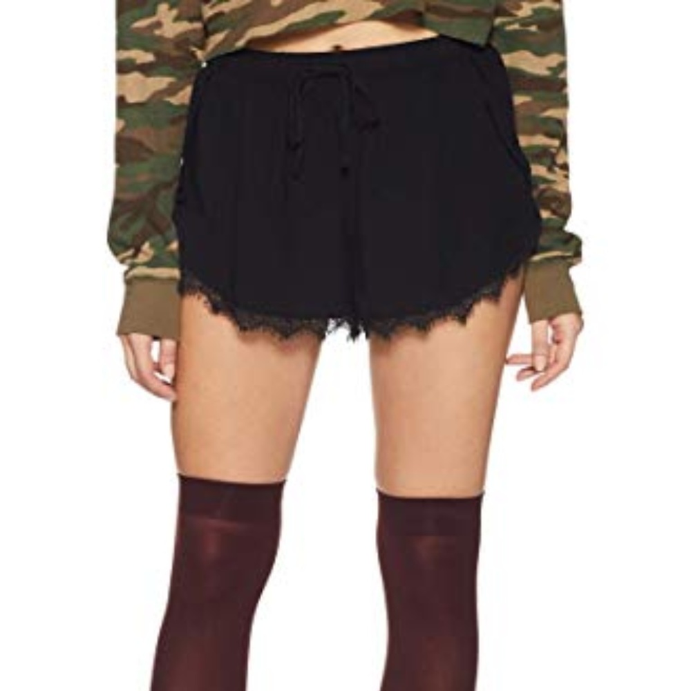 Black shorts with lace on the bottom